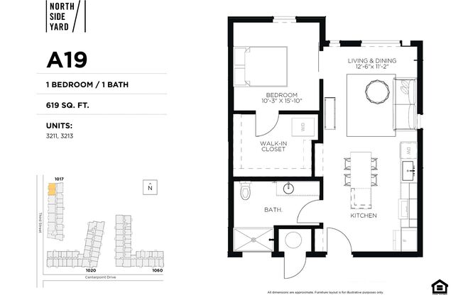 1 bed, 1 bath, 620 sqft, $1,425, Unit 3213