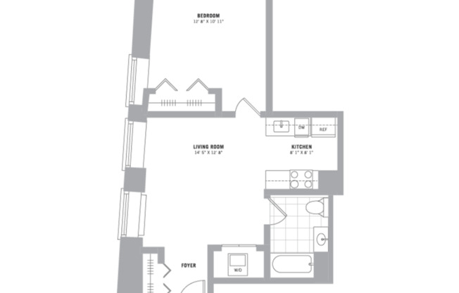 1 bed, 1 bath, 697 sqft, $2,250, Unit 214-206