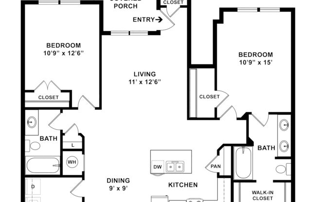 2 beds, 2 baths, 1,146 sqft, $1,530