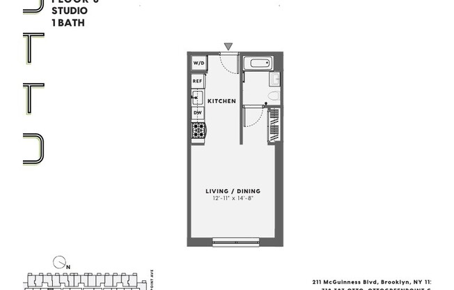 Studio, 1 bath, $3,500, Unit 609