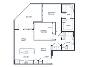 2 beds, 2 baths, 1,199 sqft, $1,855