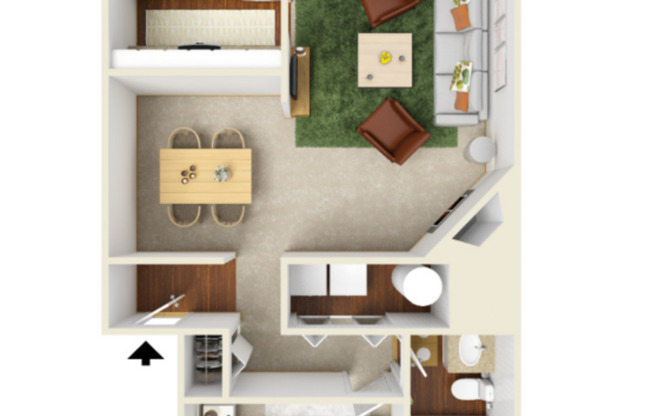 1 bed, 1 bath, 747 sqft, $1,408