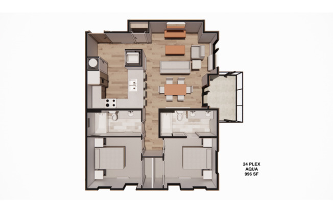 2 beds, 2 baths, 967 sqft, $2,075, Unit 2078-107