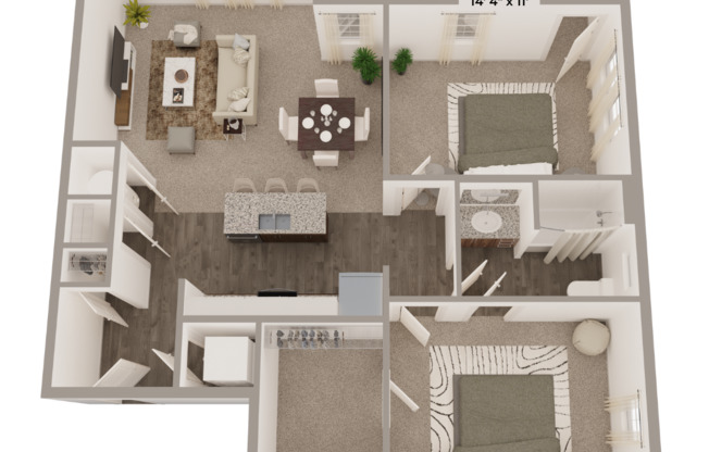 2 beds, 1 bath, 1,104 sqft, $1,939, Unit 900BR304