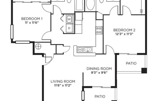 2 beds, 2 baths, 981 sqft, $1,666