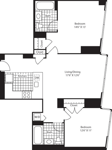 2 beds, 2 baths, 1,014 sqft, $5,143, Unit 3506
