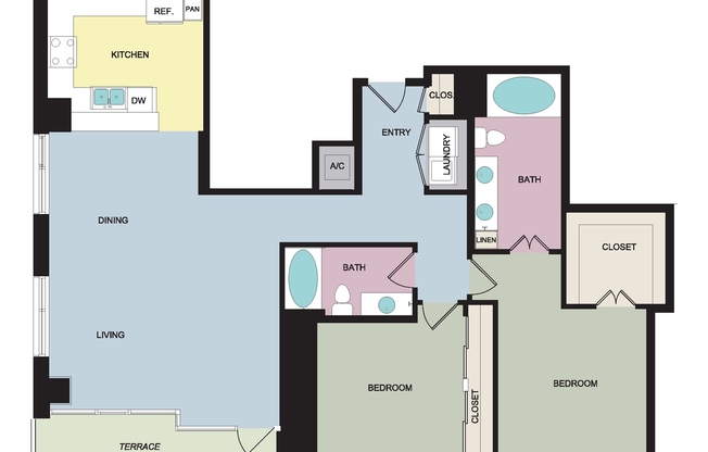2 beds, 2 baths, 1,555 sqft, $5,462