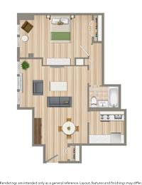 1 bed, 1 bath, 587 sqft, $1,845