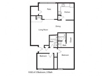 2 beds, 2 baths, 1,032 sqft, $1,450