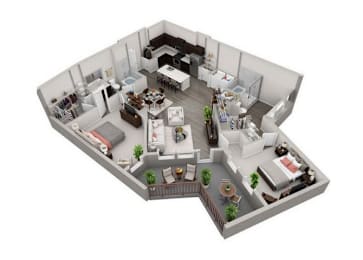 2 beds, 2 baths, 1,342 sqft, $2,199