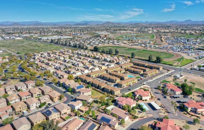 Aerial view at San Vicente Townhomes in Phoenix AZ