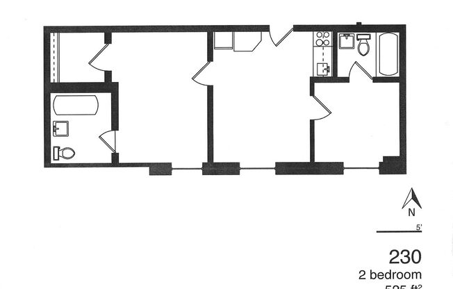 2 beds, 2 baths, 525 sqft, $695, Unit 230