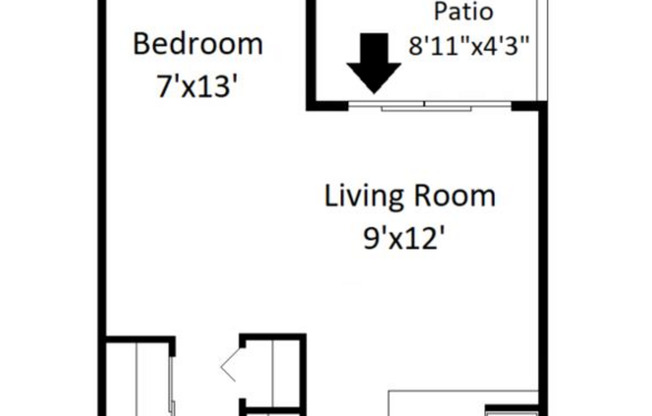 Studio, 1 bath, 390 sqft, $1,287