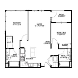 2 beds, 2 baths, 1,065 sqft, $3,619