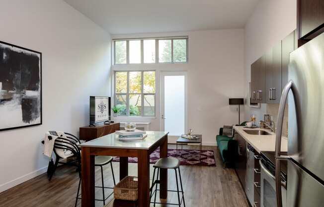 Savier Street Flats Model Living Room and Kitchen