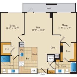 2 beds, 2 baths, 1,067 sqft, $3,404