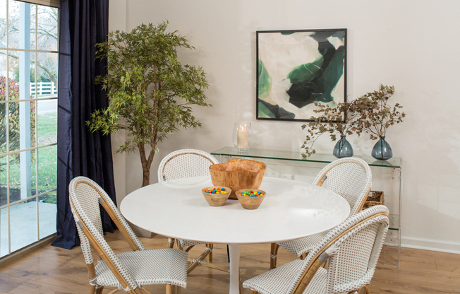 Dining area with dining table and seating at Westridge Gardens