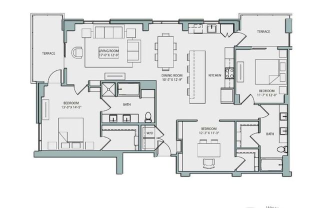 3 beds, 2 baths, 1,607 sqft, $5,723, Unit 1122