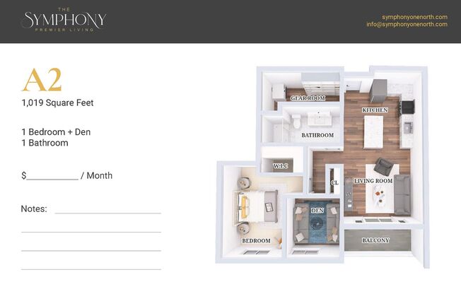 1 bed, 1 bath, 1,019 sqft, $2,275, Unit 407