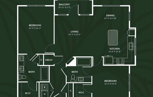 2 beds, 2 baths, 1,210 sqft, $1,864