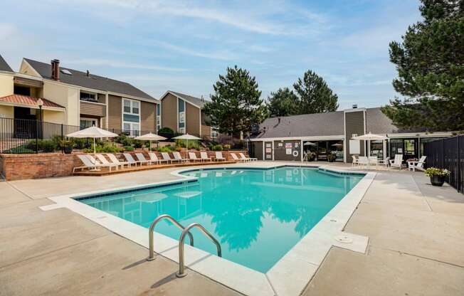 our apartments have a resort style pool with lounge chairs