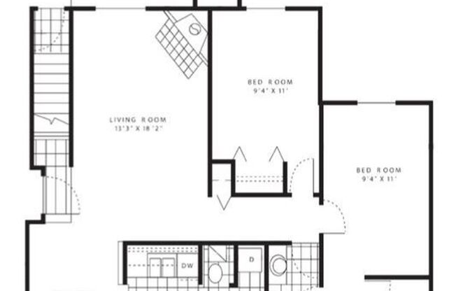 2 beds, 1 bath, 965 sqft, $1,555, Unit 03316