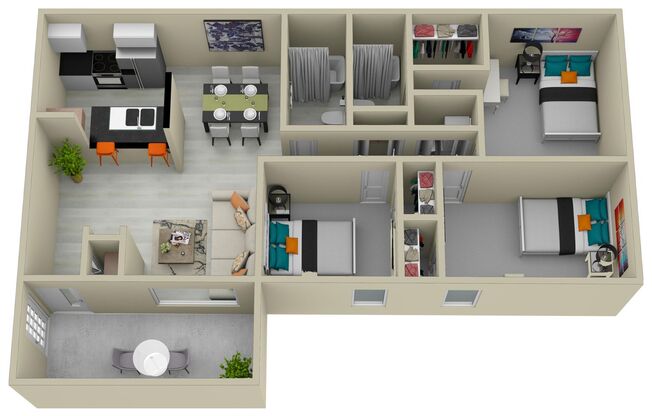 3 beds, 2 baths, 1,172 sqft, $1,375, Unit 2304C