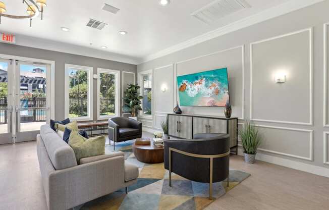 resident social lounge at Waterstone Apartments