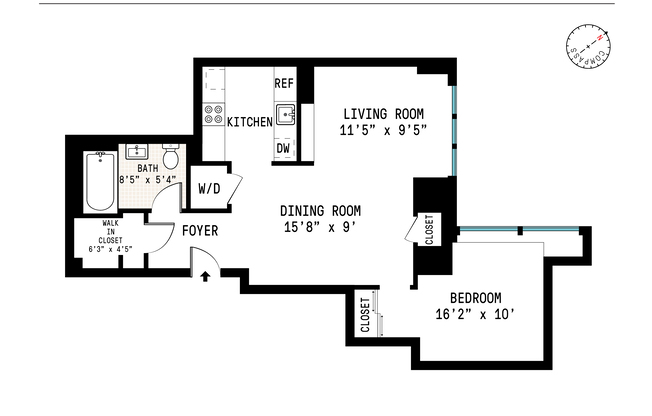 1 bed, 1 bath, $5,200, Unit 4G