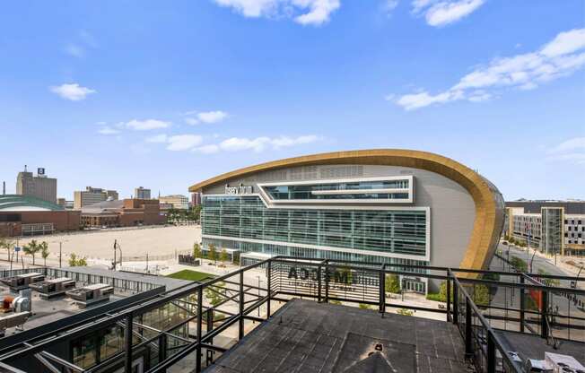the view of the building from the roof of the amphitheater