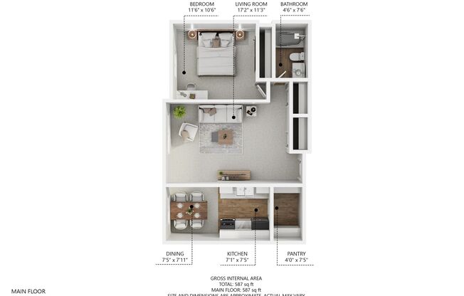 1 bed, 1 bath, 700 sqft, $760, Unit 4530-27