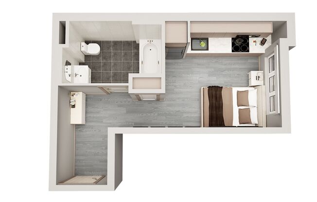 Studio, 1 bath, 281 sqft, $1,270, Unit Z-309