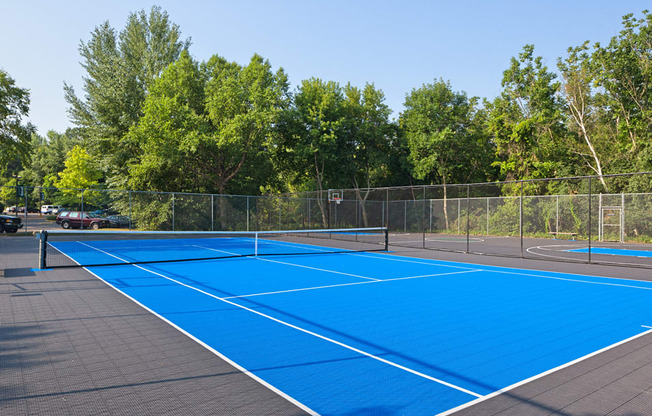 Blue tennis court