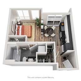 Studio, 1 bath, 565 sqft, $1,684