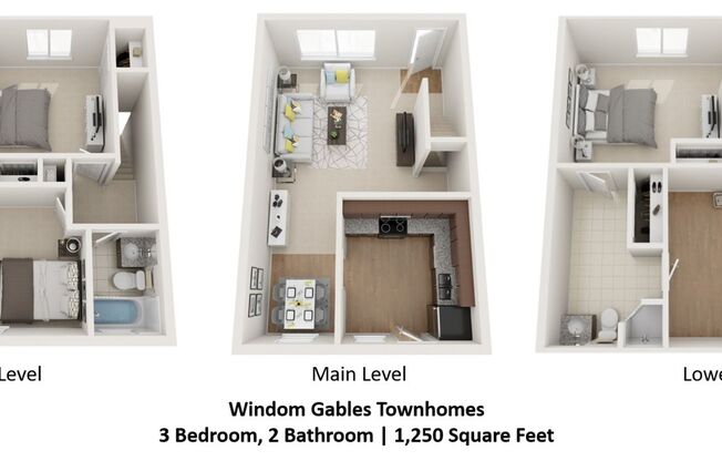 3 beds, 2 baths, 1,250 sqft, $1,789, Unit ew-39