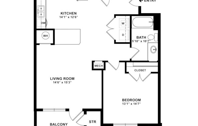 1 bed, 1 bath, 910 sqft, $1,444