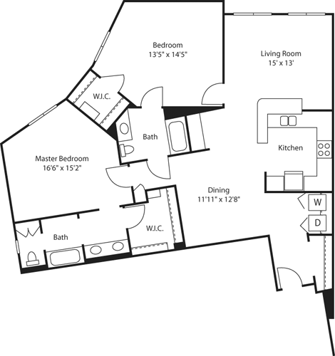 2 beds, 2 baths, 1,460 sqft, $3,315, Unit 316W