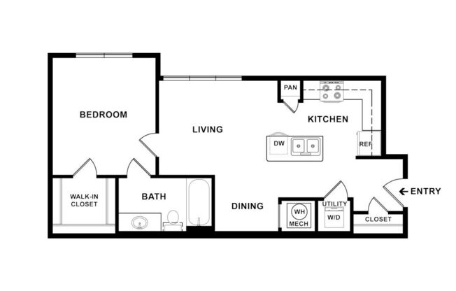 1 bed, 1 bath, 664 sqft, $1,040