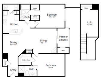 2 beds, 2 baths, 1,303 sqft, $2,395