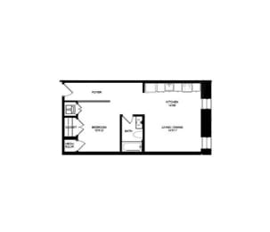 Studio, 1 bath, 622 sqft, $1,685