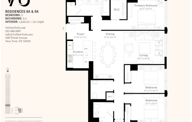 3 beds, 3.5 baths, 1,662 sqft, $14,000, Unit 8A