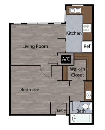 Studio, 1 bath, 434 sqft, $1,075