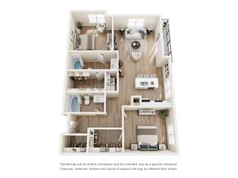 2 beds, 2 baths, 1,115 sqft, $1,623