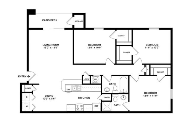 3 beds, 2 baths, 1,250 sqft, $1,593