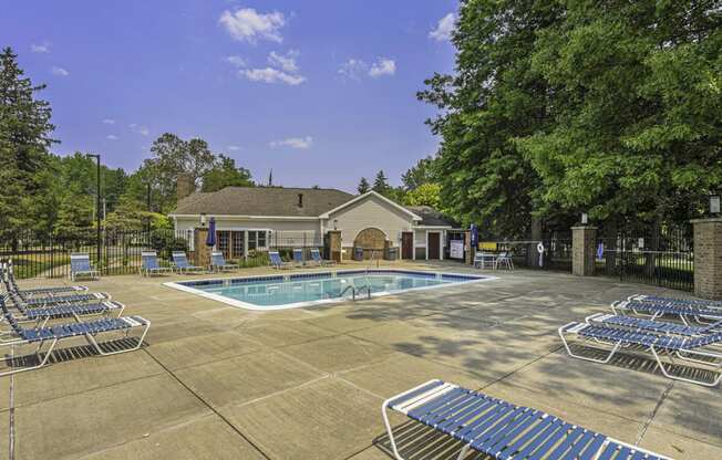 Pool with Wi-Fi and Lounge Chairs at Orchard Lakes Apartments, Toledo, 43615