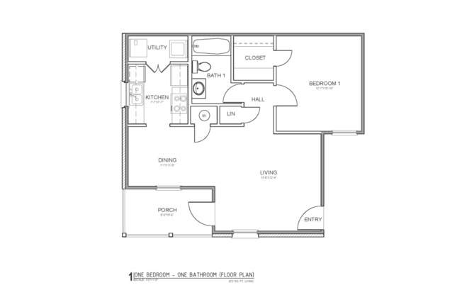 1 bed, 1 bath, 672 sqft, $932