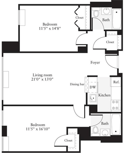 2 beds, 2 baths, 989 sqft, $4,509, Unit 0911