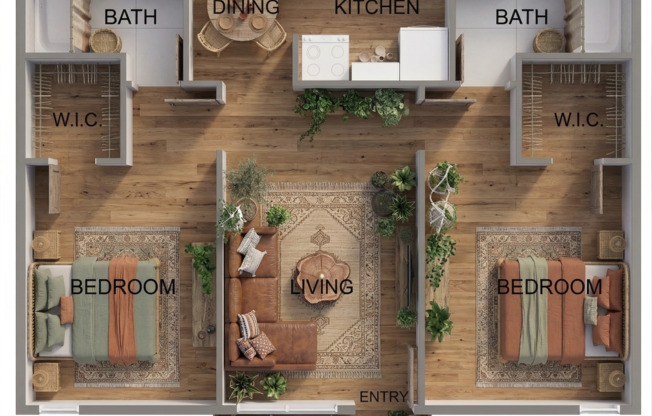 2 beds, 2 baths, 1,006 sqft, $995, Unit 100