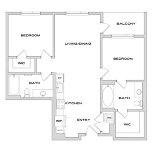2 beds, 2 baths, 989 sqft, $4,264
