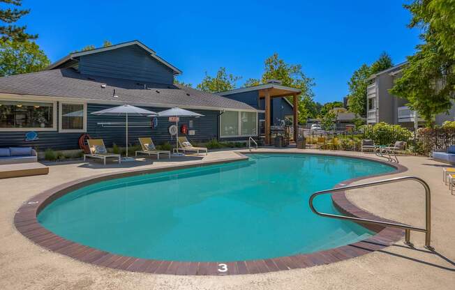 A swimming pool with a number 3 on the side.